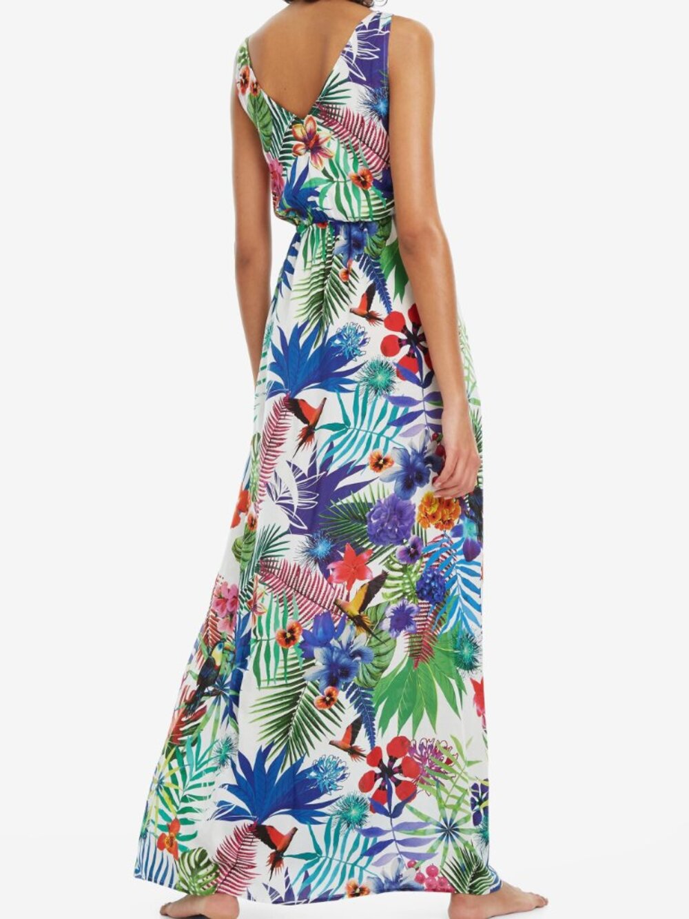 Desigual Jasmine Tropical Print Maxi Dress, Size M - Picture 2 of 11